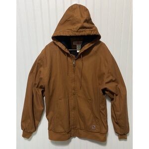 Noble Outfitters Work Wear Flannel Lined Canvas Hoodie Jacket Mens Size Large